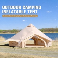 Tente de glamping gonflable mongole Desert Sand 400 cm, Oxford 420D, colonnes d'air de 16 cm, UPF 50+, PU 5000+, tente de camping extérieure