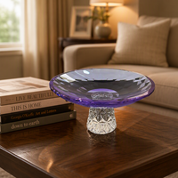 Bol à fruits en cristal sur pied, verre taillé avec motif gravé, plateau décoratif, bol sur support en cristal hautement transparent, Yongkang Home Table
