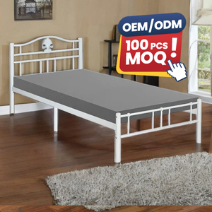KD-1119 Modern <b>White</b> Design Single Steel <b>Bed</b> Frame Fast Bulk Delivery Hostel Dorm Room Bedroom Furniture - Product Image 1