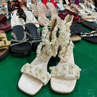 Chaussures pour femmes S14, sandales plates pour l'été, sandales à talons, chaussures d'occasion, chaussures en gros pour femmes, nouveau style tendance