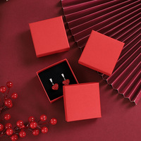 Couvercle rouge et Base Boucles d'oreilles Bracelets Colliers Stockage avec Boîte à Bijoux en Papier Rigide Commande Minimum 50 Pcs