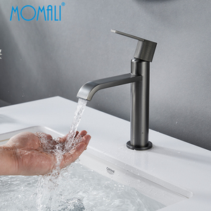 Momali, diseño europeo, pistola de latón de lujo fría y caliente, grifo gris, mango moleteado, mezclador de <span class=keywords><strong>lavabo</strong></span>, grifos de <span class=keywords><strong>lavabo</strong></span> de baño - Product Image 5
