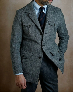 Jaquetas Masculinas de Negócios Vintage 1 Peça Ajuste Slim Terno Smoking para Noivo Casaco de Casamento Top Masculino <span class=keywords><strong>Blazer</strong></span> Sobretudo - Product Image 2