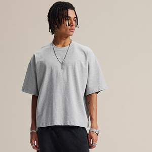 Versione di marca semplice cotone puro basic t-shirt <span class=keywords><strong>corto</strong></span> grasso sciolto da uomo - Product Image 3
