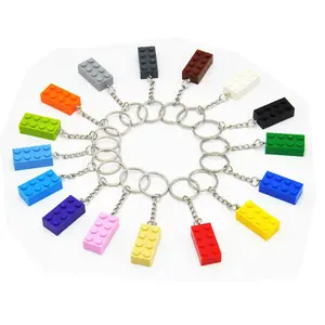 Wholesale Custom Creative Promo Building Block Keychain Toy Bricks Rectangular Acrylic Key Chain