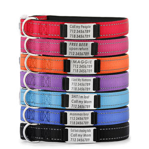 Collar reflectante <span class=keywords><strong>de</strong></span> nailon <span class=keywords><strong>para</strong></span> mascotas, productos personalizados con <span class=keywords><strong>número</strong></span> <span class=keywords><strong>de</strong></span> <span class=keywords><strong>teléfono</strong></span> y nombre, placa <span class=keywords><strong>de</strong></span> Metal, con relleno <span class=keywords><strong>de</strong></span> neopreno, venta al por mayor <span class=keywords><strong>de</strong></span> fábrica - Product Image 1