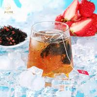 Teh Hitam Stroberi Premium, Teh Mekar, Seduh Air Panas, Daun Utuh, Potongan Stroberi Alami, Teh Herbal Buah, Kantong Teh, Kemasan Besar
