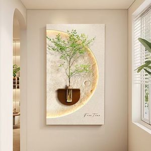 ภาพวาดตกแต่งแจกันศิลปะแบบเรียบง่ายด้วยไฟ LED หินทรายสามมิติรูปห้องโถงลมครีม - Product Image 4