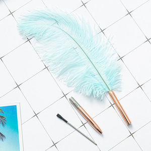 Golden Feather <b>Ballpoint</b> <b>Pen</b> White Ostrich Quill Stainless Steel Body Novelty Writing Instrument Black Ink Laser Engraving <b>Pen</b> - Product Image 6