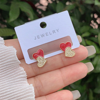 Boucles d'oreilles à double coeur en zircon incrusté d'or 18 carats plaqué cuivre à la mode avec plusieurs styles pour les cadeaux quotidiens des femmes