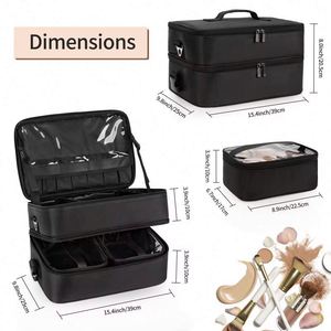 Free Sample Large Cosmetic Travel <b>Case</b> Double Layer Large <b>Makeup</b> Bag Waterproof <b>Makeup</b> Artist Storage Box - Product Image 4