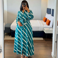 Robe longue à manches longues à rayures diagonales pour femmes grandes tailles, élégante et stylée, taille cintrée, nouvelle collection