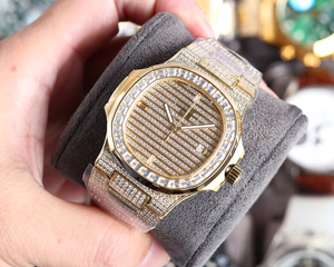 Montre mécanique haut de gamme Patek Philippe entièrement sertie de diamants, mouvement à remontage automatique, pour homme et femme - Product Image 3