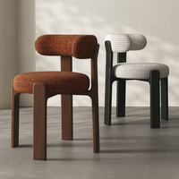 Chaise de salle à manger de luxe de style français moderne avec revêtement en chenille, design portable, dossier en bois massif pour la maison et l'hôtel