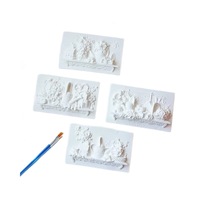 Papan Lukis Relief Plester 3D Kustom Taman Bunga Papan Kosong Tanpa Cat Kit Kerajinan Plester Lukis Sendiri Lukisan Timbul