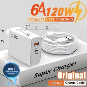 CTX Factory 120W Dual 2 puertos <span class=keywords><strong>USB</strong></span> cargador de carga rápida QC3.0 tipo <span class=keywords><strong>C</strong></span> adaptador de pared para Xiaomi para iPhone 16 Pro Max otra celda - Product Image 2