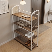Zapatero Industrial con Estantes, Librería Moderna con Estructura Metálica, Organizador de Almacenamiento Independiente para Entrada, Estante de Cocina de 4 Niveles