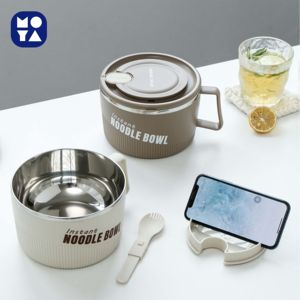 ชุดกล่องอาหารกลางวันสำหรับพนักงานออฟฟิศนักศึกษา  ทำจากสแตนเลส 304  พร้อมถ้วยขนม ถ้วยบะหมี่  ป้องกันการรั่วซึม  วัสดุเกรดอาหาร ฝาพลาสติก - Product Image 6