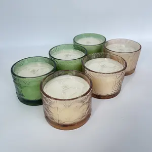 Cire de soja sans étiquette côtelée en relief bougie faite à la main parfum de maison bougie de soja parfumée de luxe bougies de fabrication pour la décoration