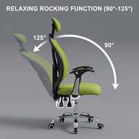 Chaise de bureau ergonomique moderne verte avec fonction de bascule, pivotante et réglable en hauteur, pour la maison et le bureau.