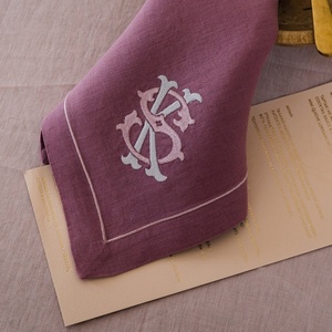 Custom Monogram Embroidered Hemstitch Cotton <b>Linen</b> Napkin Handkerchief for Dining <b>Table</b> Fabric <b>Cloth</b> Wedding Napkins Placemats - Product Image 4
