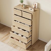 Commode moderne sur mesure OEM à 5 tiroirs, grande commode haute en bois, organisateur pour chambre, appartement, salon, entrée - Naturel