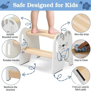 Taburete plegable transfronterizo para lavado de manos de bebés con reposabrazos, escalón para lavabo, escalera para bebés, taburete para pies - Product Image 4