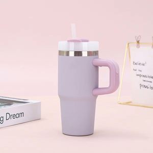 14oz <b>Kids</b> Stainless Steel Sippy Cup with Straight Straw Lid Handle Insulated Travel Tumbler - Product Image 3