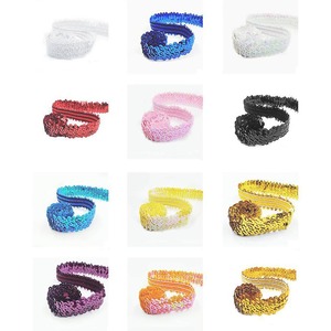 3cm Traje Decorativo 3-row Sequined Trimming Lace Frisado Stretchy Webbing Headband Costura Têxtil Malha Elastic <span class=keywords><strong>Ribbon</strong></span> Trims - Product Image 3