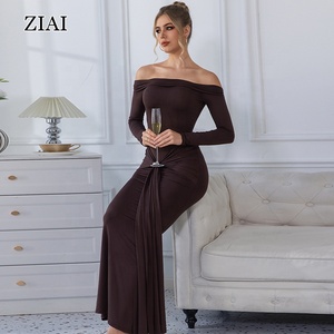 <span class=keywords><strong>Abito</strong></span> Aderente da Donna <span class=keywords><strong>Monospalla</strong></span> a Maniche Lunghe Plissettato Nuova Moda - Product Image 2