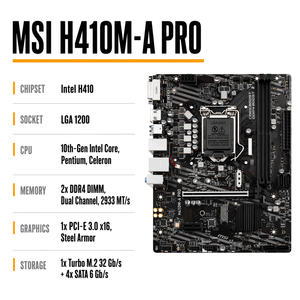 Placa Base H410M-<span class=keywords><strong>A</strong></span> <span class=keywords><strong>PRO</strong></span> para Escritorio, Chipset <span class=keywords><strong>H410</strong></span>, LGA1200, DDR4, Canal Dual, 64GB, M.2, PCIe 3.0, SATA III, VGA - Product Image 4