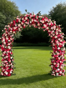 Arche de mariage avec structure de support et roses en soie utilisée comme décoration de <span class=keywords><strong>fond</strong></span> pour la scène de mariage. - Product Image 5