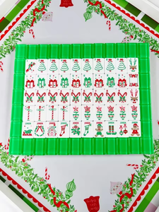 Pastel Pink Christmas Themed American <strong>Mahjong</strong> <strong>Set</strong>, Festive Holiday Acrylic Tiles with Matching Game Mat - Product Image 6