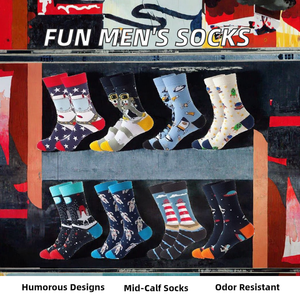 ถุงเท้าลำลองผู้ชายลายแปลกใหม่ สีสันสดใส สนุกสนาน แปลกตา แฟชั่น พร้อมโลโก้รูปคน สำหรับฤดูใบไม้ร่วง - Product Image 2