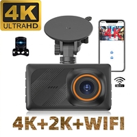 Caméra embarquée 4K double DVR, caméra de tableau de bord avant et arrière 4K, écran 3 pouces, double objectif, connectivité Wi-Fi, caméra embarquée 4K, caméra de voiture 4K