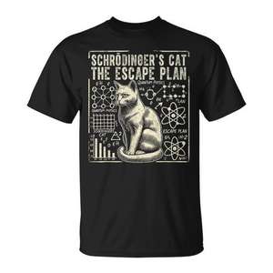 Camiseta de ciencia de física cuántica con el plan de escape del gato de Schrödinger - Product Image 1