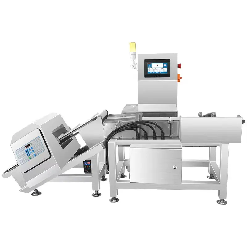 Máquina de pesagem e detecção de metais para alimentos/peças, combinando as duas funções de detecção de metais e máquina de pesagem