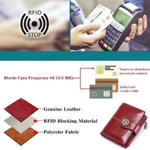 Custom Logo <b>Small</b> Women Wallet RFID Genuine Leather Bifold <b>Purse</b> with ID Window Card Holder - Product Image 6