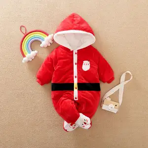 Atacado Bebê Roupas Manga Longa Natal Outfit Bebê Outono Inverno Bonito Dos Desenhos Animados Impresso Romper