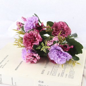 Flor artificial de tela de seda con diseño de ramo de claveles y clavos de olor, de tallo único, accesorio floral DIY para exportación. - Product Image 2