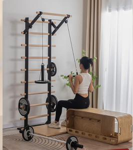 Juego de barras de escalera de pared suecas de madera All One para uso doméstico Barra de entrenamiento de dominadas en interiores para rehabilitación de fuerza - Product Image 3