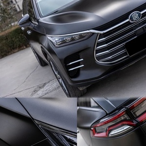 PET Liner Satin Metallic <b>Black</b> Car Color Vinyl Film Low Tack Repositioning Car Film <b>Wrapped</b> on Car - Product Image 3