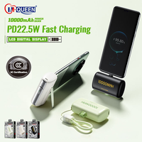 Benutzer definiertes Logo Digital anzeige Schnell ladung Power Bank Tragbare Mini-Kapsel Power Bank 10000mAh Mit Halter zum Fernsehen