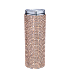 Botol air kopi mewah M71, Tumbler Glitter kristal baja tahan karat ramping dengan tutup dan sedotan 20oz - Product Image 4