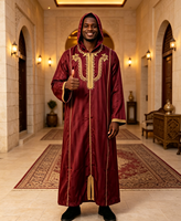 CCY Vente en gros Maroc Islamique Boubou Saoudien Hommes Musulmans Jubba Kaftan Brodé Afrique Qamis Hoodie Brillant Thobe pour Hommes