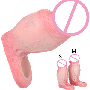 FAAK silicona realista grasa hueco consolador abierto grande pene manga tamaño S M pene alargador retraso eyaculación juguetes sexuales para hombres - Product Image 1