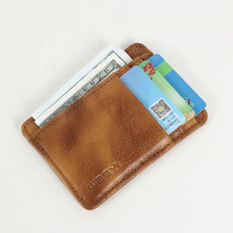 CHANGRONG Custom Slim RFID Blocking Card Holder Minimalist Leather Wallet for Women