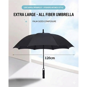 Parapluie de golf classique à ouverture entièrement automatique personnalisé, pliable en trois sections, en fibre de verre, avec manche droit et long. - Product Image 6