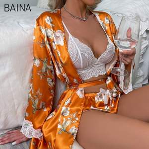 Chemise de nuit en soie pour femmes, cardigan, vêtements de nuit pour femmes, pyjama sexy grande taille, vêtements de détente pour femmes, ensembles de luxe - Product Image 1