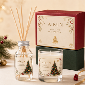 Aikun Low MOQ Fast Response 100 Milliliter Round Glass Self Adhesive Label Any Scent Christmas Diffuser <b>Candle</b> <b>Set</b> for Webshops - Product Image 1